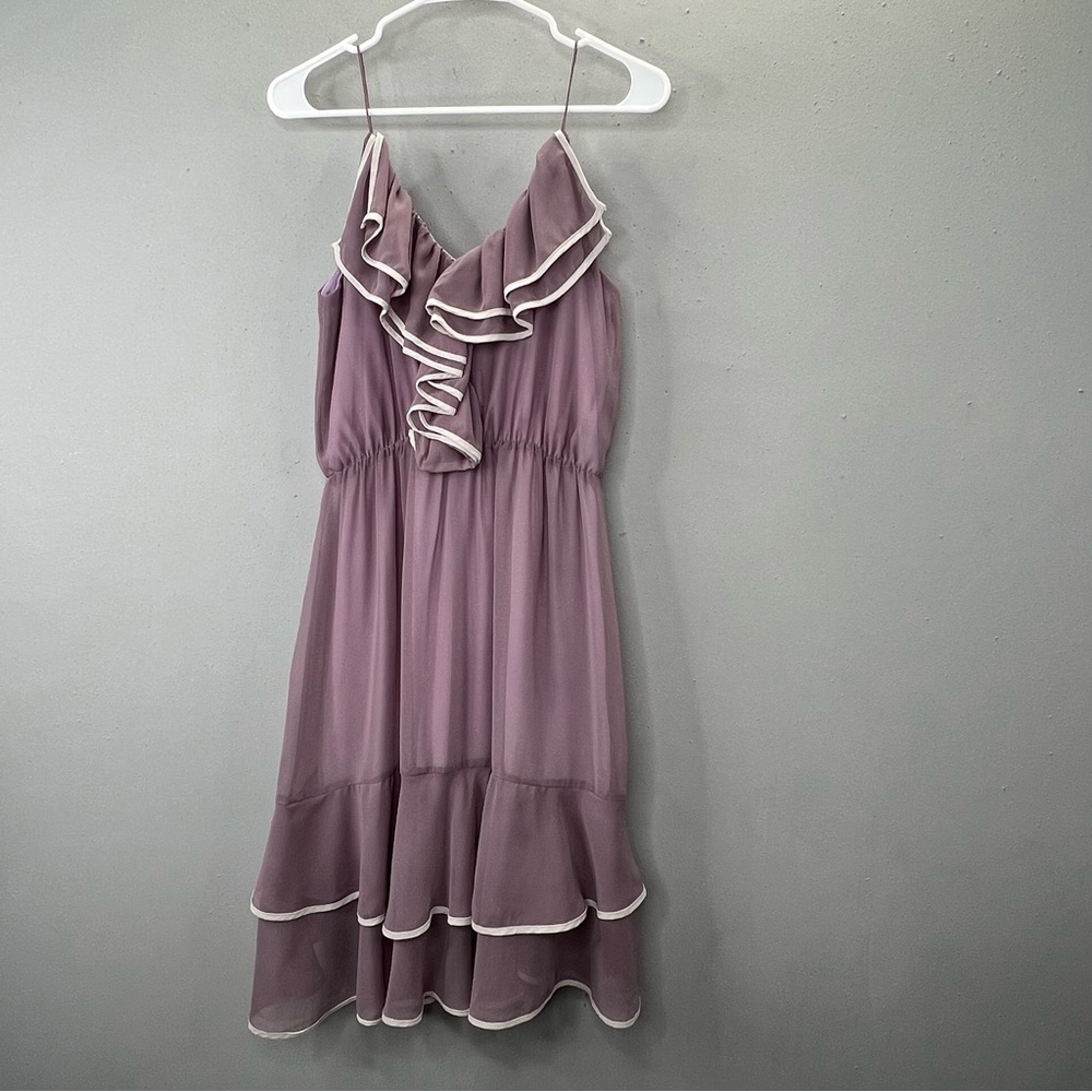Ya Los Angeles Lavender Ruffle Midi Dress - Picture 6 of 8